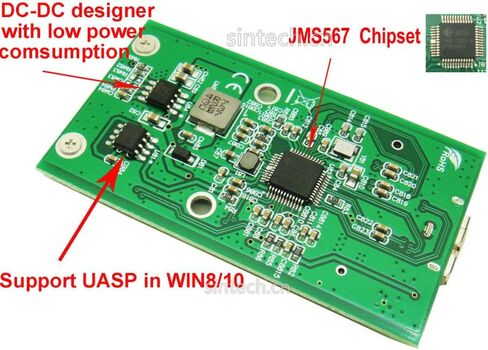 Sintech USB 3.0 mSATA SATA 3 SSD صندوق خارجي، يدعم السرعة الفائقة UASP JM567 in Saudi Arabia