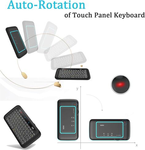 ILEBYGO 2.4 جيجا هرتز H20 مجموعة لوحة مفاتيح لاسلكية صغيرة وماوس لوحة اللمس، 7 ألوان قابلة للتعديل، دوران تلقائي قابل لإعادة الشحن للوحة اللمس المحمولة للتحكم عن بعد لصندوق تلفزيون Android، جهاز العرض، IPTV، HTPC، الكمبيوتر الشخصي in Kuwait