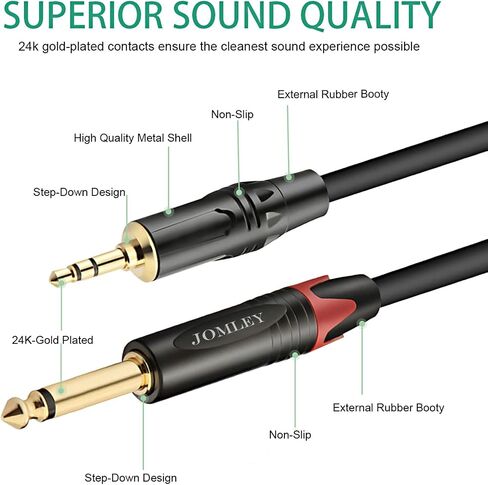 1/8 to 1/4 Stereo Cable 6.6FT, 3.5mm TRS to Dual 6.35mm TS Cable in Kuwait