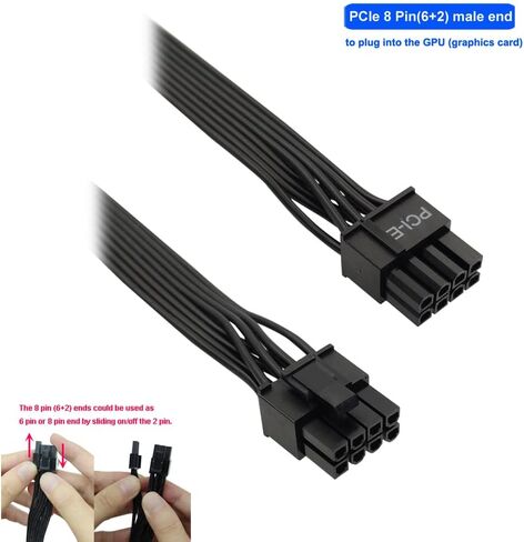 COMeap PCIE Cable for EVGA, PCIe 8 Pin Male to Dual PCIe 8 Pin (6+2) Male GPU Power Cable for EVGA Power Supply 25-inch(63cm) Black in Saudi Arabia