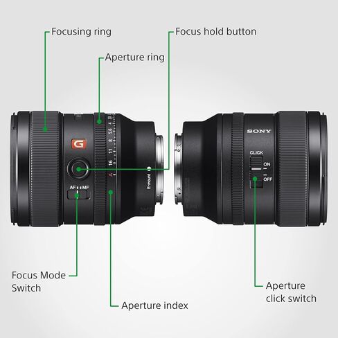 سوني FE 24 ملم f/1.4 جي ام | إطار كامل، زاوية واسعة، عدسة أساسية (SEL24F14GM) باللون الأسود in Saudi Arabia