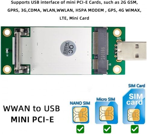 CY Adapter Mini PCI-E Wireless WWAN to USB Adapter Card with SIM Card Slot Module Testing Tools for 3G/4G/5G LTE Wireless Module Modem Card in Kuwait