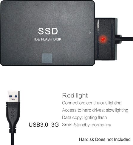 NUZAMAS USB 3.0 إلى SATA SSD محول القرص الصلب، يتصل بأقراص صلبة 2.5"، CD وDVD وكابل محول خارجي مع دعم UASP، كابل 50 سم، موصل المرفق in Saudi Arabia