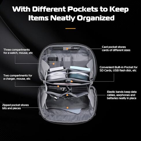 حقيبة تخزين لملحقات الكاميرا سعة 2 لتر من Ulanzi TRAKER Tech Pouch صغير للكابلات وبطاريات الهاتف والشواحن وبطاقات SD للتصوير الفوتوغرافي منظمة صغيرة محمولة in Kuwait