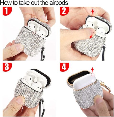 Sparkly Case Compatible with AirPods 4 Generation(2024) with Keychain,Shockproof Protective Premium Bling Rhinestone Cover Skin for AirPods 4 Charging Case (Black for 4rd) in Kuwait