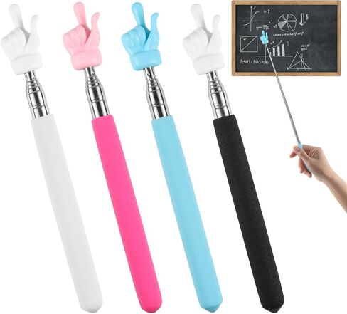 مؤشر للمعلمين تلسكوبي، 4 قطع، عصا مؤشر إصبع قابلة للسحب، مؤشرات يدوية صغيرة قابلة للتمديد في الفصول الدراسية لمستلزمات معلمي المدارس الابتدائية ورياض الأطفال in Kuwait