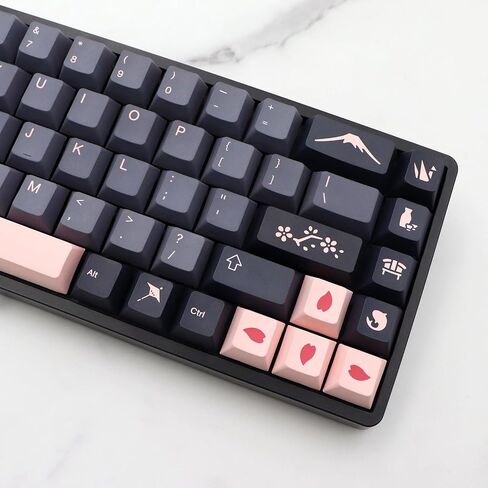 JSJT Night Sakura Keycaps 148 Keys Custom Cherry Profile Keycaps with Spacebar 5.75u 6.25u 6.5u 7u PBT Keycap Set for Cherry MX Switches G610 K70 Mechanical Keyboard in Kuwait