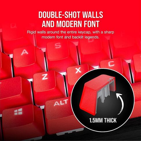 CORSAIR PBT DOUBLE-SHOT PRO Keycap Mod Kit – Double-Shot PBT Keycaps – Arctic White – Standard Bottom Row – Textured Surface – 1.5mm-Thick Walls – O-ring Dampeners (CH-9911040-NA) in Kuwait