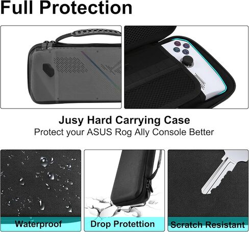 Jusy متوافق مع حقيبة ASUS ROG Ally المحمولة، مقاومة للصدمات والخدش ومضادة للماء وحقيبة تخزين صلبة للحمل لجهاز ROG Ally 7 بوصة (أسود) in Kuwait