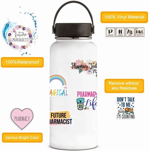 ملصقات صيدلانية، 50 قطعة من ملصقات فينيل مقاومة للماء لزجاجات المياه واللابتوب والقبعة الصلبة والامتعة والسيارة وهدايا للنساء والرجال وزملاء العمل او طلاب التخرج in Kuwait