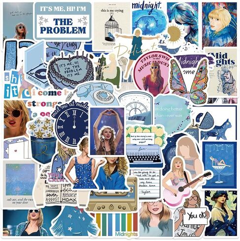Yuyul 300pcs Taylor Singer Stickers, Pop Music Stickers, Vinyl Waterproof Sticker Pack, Perfect for Laptops, Water Bottles, Computers, Suitcases, Skateboards, Luggage, Helmets, Guitars, Phone, Girls, in Saudi Arabia