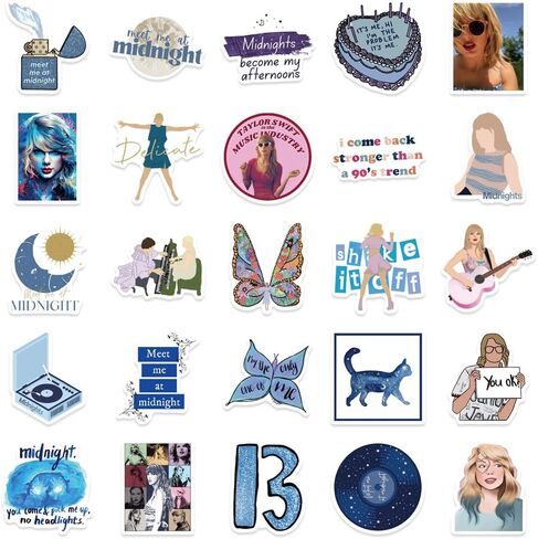 Yuyul 300pcs Taylor Singer Stickers, Pop Music Stickers, Vinyl Waterproof Sticker Pack, Perfect for Laptops, Water Bottles, Computers, Suitcases, Skateboards, Luggage, Helmets, Guitars, Phone, Girls, in Saudi Arabia