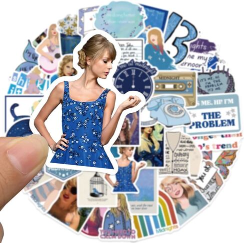 Yuyul 300pcs Taylor Singer Stickers, Pop Music Stickers, Vinyl Waterproof Sticker Pack, Perfect for Laptops, Water Bottles, Computers, Suitcases, Skateboards, Luggage, Helmets, Guitars, Phone, Girls, in Saudi Arabia
