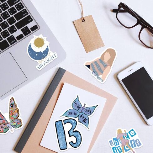 Yuyul 300pcs Taylor Singer Stickers, Pop Music Stickers, Vinyl Waterproof Sticker Pack, Perfect for Laptops, Water Bottles, Computers, Suitcases, Skateboards, Luggage, Helmets, Guitars, Phone, Girls, in Saudi Arabia