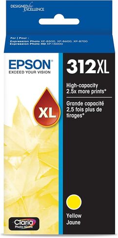 Epson T312 Claria Photo HD - خرطوشة حبر صفراء عالية السعة - (T312XL420-S) لطابعات الصور المختارة (عبوة من 2) in Saudi Arabia