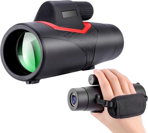 qiaoshop 10x42 تلسكوب أحادي عالي الوضوح، مقاوم للماء والضباب والصدمات - منشور BAK4، مناسب للحيوانات البرية ومشاهدة الطيور والحفلات الموسيقية والمناظر السياحية، أسود in Saudi Arabia