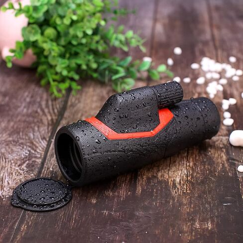 qiaoshop 10x42 تلسكوب أحادي عالي الوضوح، مقاوم للماء والضباب والصدمات - منشور BAK4، مناسب للحيوانات البرية ومشاهدة الطيور والحفلات الموسيقية والمناظر السياحية، أسود in Saudi Arabia