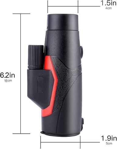 qiaoshop 10x42 تلسكوب أحادي عالي الوضوح، مقاوم للماء والضباب والصدمات - منشور BAK4، مناسب للحيوانات البرية ومشاهدة الطيور والحفلات الموسيقية والمناظر السياحية، أسود in Saudi Arabia
