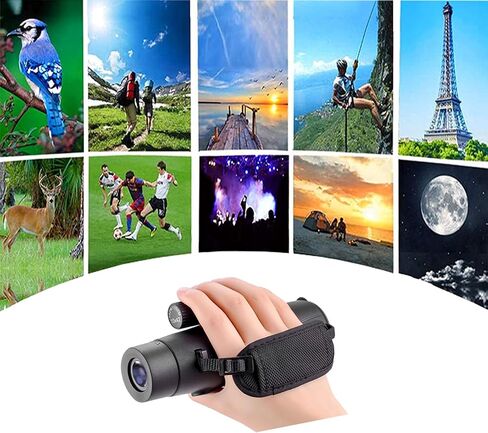 qiaoshop 10x42 تلسكوب أحادي عالي الوضوح، مقاوم للماء والضباب والصدمات - منشور BAK4، مناسب للحيوانات البرية ومشاهدة الطيور والحفلات الموسيقية والمناظر السياحية، أسود in Saudi Arabia