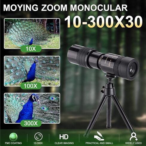 MoYinG 10-300x30 Zoom Monoculars قوة متغيرة، رؤية طويلة جدًا، تركيز مزدوج عالي الطاقة احترافي، ملحقات الهاتف، خفيف الوزن، ملحقات التصوير الفوتوغرافي في الهواء الطلق، صيد استكشاف السفر، هدية in Kuwait
