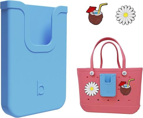EASYDOG Silicone Phone Holder Compatible with Bogg Bag, Soft Silicone Charm Insert Accessories and Attachment for Bogg Beach Bags, Generic & Portable Size Fits for iPhone and Android Phones-Blue in Kuwait