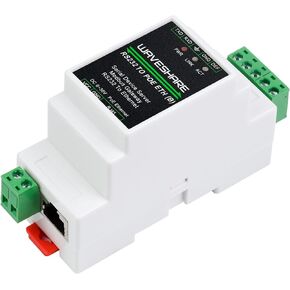 RS232 to RJ45 Ethernet Converter Adapter Rail-Mount RS232 Serial Server, Bi-Birectional Transparent Data Transmission Between RS232 and Ethernet, Support Modbus Gateway, MQTT Gateway, RS232 to JSON