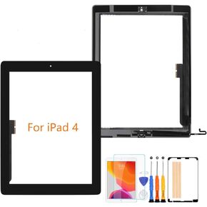 استبدال شاشة اللمس A-MIND لجهاز iPad 4 A1458 A1459 A1460، مع مجموعة أدوات مجانية + واقي شاشة (شاشة LCD غير متضمنة، بدون تعليمات) لاستبدال اللوحة الزجاجية الأمامية لجهاز ipad 4 (أبيض) in Saudi Arabia