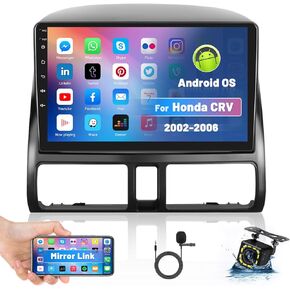 Roinvou Android Car Stereo for 2002-2006 Honda CR-V, Built-in Wireless CarPlay Car Radio with Android Auto, 9'' Touch Screen in-Dash GPS Navigation Support Mirror Link BT FM WiFi AHD Rearview SWC