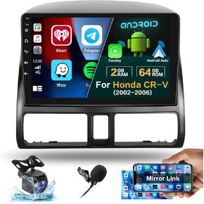 Roinvou Android Car Stereo لـ 2002-2006 Honda CR-V، راديو سيارة CarPlay لاسلكي مدمج مع Android Auto، شاشة لمس 9 بوصات في لوحة القيادة GPS ودعم مرآة Link BT FM WiFi AHD رؤية خلفية SWC in Kuwait