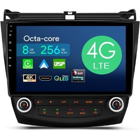 XTRONS for 2003 2004 2005 2006 2007 Honda Accord Radio, Android 12 Qualcomm Octa Core 8GB+256GB Car Stereo, 10.1 Inch QLED Touch Screen GPS Navigation Bluetooth DSP Car Play Android Auto 4G LTE