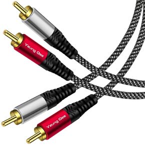 Yeung Qee RCA Cable 3 ft, 2RCA Male to 2RCA Male Audio Stereo Subwoofer Cable Nylon-Braided Auxiliary Audio Cord for Home Theater, HDTV, Amplifiers, Hi-Fi Systems,Speakers (3FT/1M)