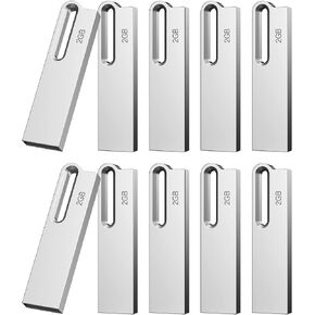 Aiibe 8GB Flash Drive 10 Pack 8GB Metal USB Drive Bulk Thumb Drive USB 2.0 Memory Stick Jump Drive Zip Drive with Keychain, Waterproof - Silver in Kuwait