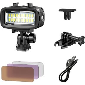 Starbea Diving Video Light مقاوم للماء 131FT/40M مع محول الحذاء الساخن 3 مرشحات ألوان LED كاميرا ملء أضواء التصوير الفوتوغرافي تحت الماء لـ Gopro Nikon Sony Canon Fujifilm(SL-100) in Kuwait