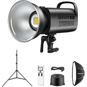 NEEWER CB100 100W LED Video Light Kit, 5600K COB Daylight Continuous Output Lighting with 2.4G Remote/Bowens Mount/Softbox/Light Stand, 11000Lux/m CRI97+ for Studio/Outdoor Photography Video Recording in Kuwait