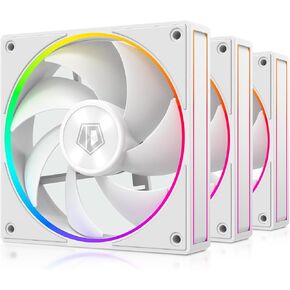 ID-COOLING AF-127-K-TRIO 120mm Case Fan ARGB FDB Bearing PC Fan Daisy Chain Connector Computer Fan for Radiator/CPU Air Cooler/Computer Case, 3 Pack, Black