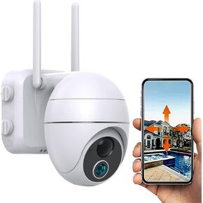 Topiacam كاميرا أمان لاسلكية 360 درجة في الهواء الطلق، كاميرات أمان لاسلكية في الهواء الطلق، كاميرا أمان PTZ بدقة 2 ميجابكسل، تكبير بصري 5X، محادثة ثنائية الاتجاه، كشف الحركة، تتبع تلقائي، رؤية ليلية 1080 بكسل، IP66 مقاومة للماء in Kuwait
