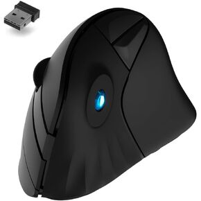 DAREU ماوس لاسلكي عمودي مريح 89 جرامًا بصريًا خفيف الوزن، ماوس 2.4 جيجا RGB يقلل من إجهاد المعصم/اليد، 800/1200/1600 نقطة في البوصة، 6 أزرار للكمبيوتر المحمول، سطح المكتب، الكمبيوتر الشخصي، ماك (أزرق وأصفر) in Kuwait