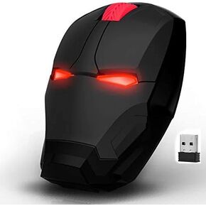 ماوس ايرون مان لاسلكي مريح 2.4 جيجا محمول محمول مع مستقبل USB ماوس صامت للكمبيوتر وماك بوك ونوت بوك والكمبيوتر واللاب توب (اسود) in Kuwait