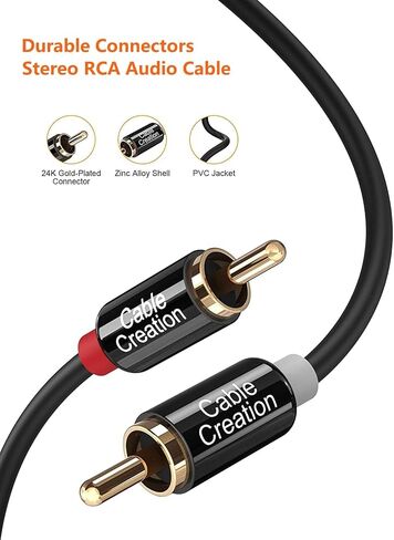 كابل CableCreation RCA، 2RCA ذكر إلى 2RCA كابل مضخم صوت ستيريو متوافق مع مكبر الصوت، AMP، القرص الدوار، جهاز الاستقبال، المسرح المنزلي، مضخم الصوت، مزدوج الحماية، 10 أقدام/3M in Saudi Arabia