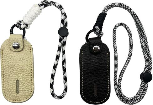 2Pack Genuine Leather U Disk Holster USB Storage case U Disk Holster USB Protective, with Hand-Woven Rope, Can be Handheld can Hang Neck, Easy to wear (Black & Brown) in Saudi Arabia