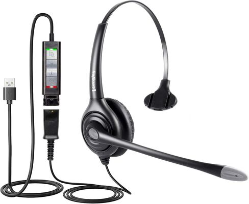 محول قطع الاتصال السريع لسماعات الرأس VoiceJoy USB متوافق مع Plantronics QD، سماعة كمبيوتر مع إلغاء الضوضاء للميكروفون، سماعات رأس سلكية للكمبيوتر الشخصي، سماعة عمل لـ Skype، ندوة عبر الإنترنت in Saudi Arabia