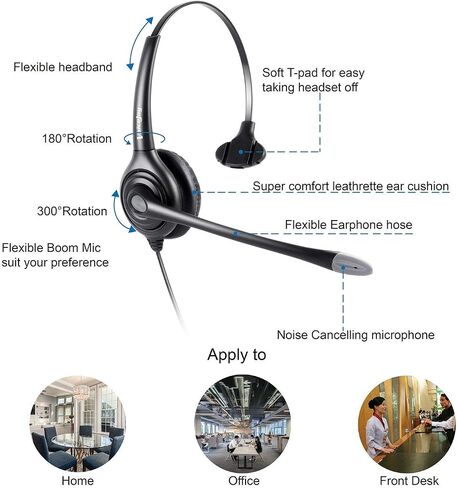 محول قطع الاتصال السريع لسماعات الرأس VoiceJoy USB متوافق مع Plantronics QD، سماعة كمبيوتر مع إلغاء الضوضاء للميكروفون، سماعات رأس سلكية للكمبيوتر الشخصي، سماعة عمل لـ Skype، ندوة عبر الإنترنت in Saudi Arabia