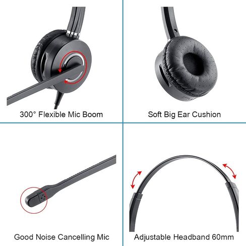 Call-Center USB-Headset with Microphone UC Computer-Headphone - Noise Cancelling Compatible with MS Teams Skype for Business (Binaural) in Saudi Arabia