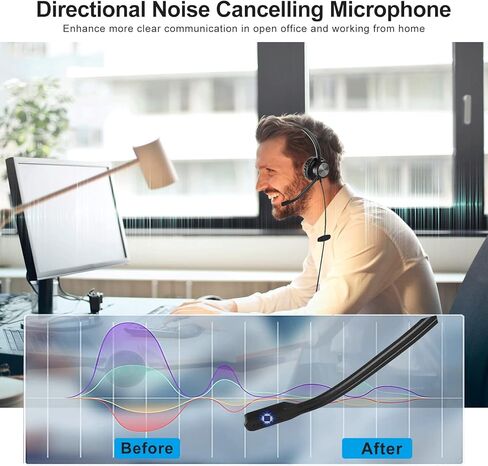 سماعة رأس USB من EMAIKER مع ميكروفون للكمبيوتر المحمول مع مؤشر الحالة لمركز الاتصال المكتبي، سماعة أذن واحدة خفيفة الوزن USB تعمل من أجل مكالمات المؤتمرات عبر الويب لإملاء Skype in Kuwait