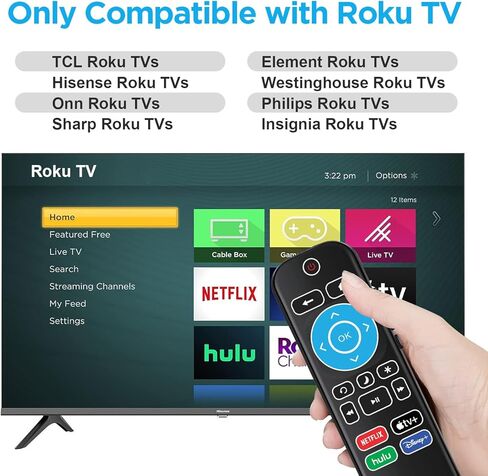 Backlit Remote Replacement for Roku-TV-Remote, Compatible for TCL Roku/Hisense Roku/Onn Roku/Sharp Roku Series Smart TVs (Not for Roku Stick and Box) in Kuwait