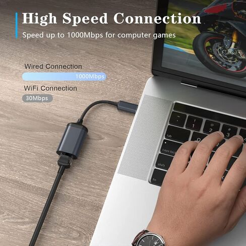 محول USB C الى ايثرنت من هوازهن، محول USB نوع C الى RJ45 جيجابت ايثرنت، مضفر نايلون متوافق مع ماك بوك برو 2017-2020، ماك بوك اير، سيرفس، ديل اكس بي اس، كروم بوك جالكسي S20 والهواتف الذكية in Kuwait