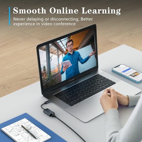 محول USB C الى ايثرنت من هوازهن، محول USB نوع C الى RJ45 جيجابت ايثرنت، مضفر نايلون متوافق مع ماك بوك برو 2017-2020، ماك بوك اير، سيرفس، ديل اكس بي اس، كروم بوك جالكسي S20 والهواتف الذكية in Kuwait