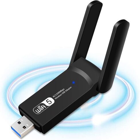 WiFi Adapter, Aigital Wireless USB WiFi Adapter for PC/Desktop, 1200Mbps Dual Band WiFi Dongle Wireless Adapter, Dual 5dBi High Gain Antennas USB3.0, Support Windows 11/10/8/8.1/7/XP, MacOS 10.6-10.15 in Kuwait