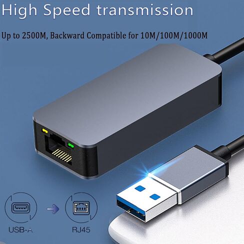محول إيثرنت USB 2.5G، محول شبكة XRR USB 3.0 إلى RJ45 LAN، محول الشبكة RTL8156B لنظام التشغيل Mac OS، Windows، Linux Backward متوافق مع 2500/1000/100 ميجابت في الثانية مثالي للألعاب in Kuwait