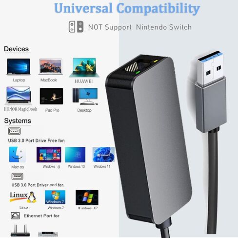 محول إيثرنت USB 2.5G، محول شبكة XRR USB 3.0 إلى RJ45 LAN، محول الشبكة RTL8156B لنظام التشغيل Mac OS، Windows، Linux Backward متوافق مع 2500/1000/100 ميجابت في الثانية مثالي للألعاب in Kuwait
